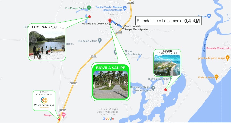 Localização BioVila Sauípe litoral norte bahia linha verde